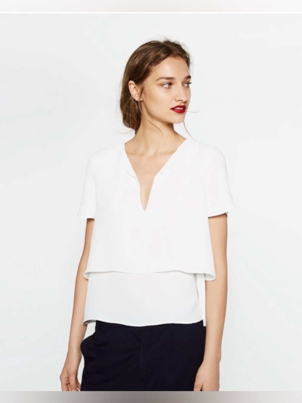 Zara White Layered Top